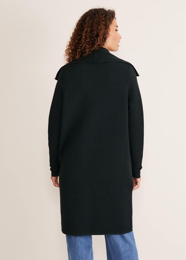 Green Phase Eight Sophia Ribbed Longline Coats | 1629BTUGZ