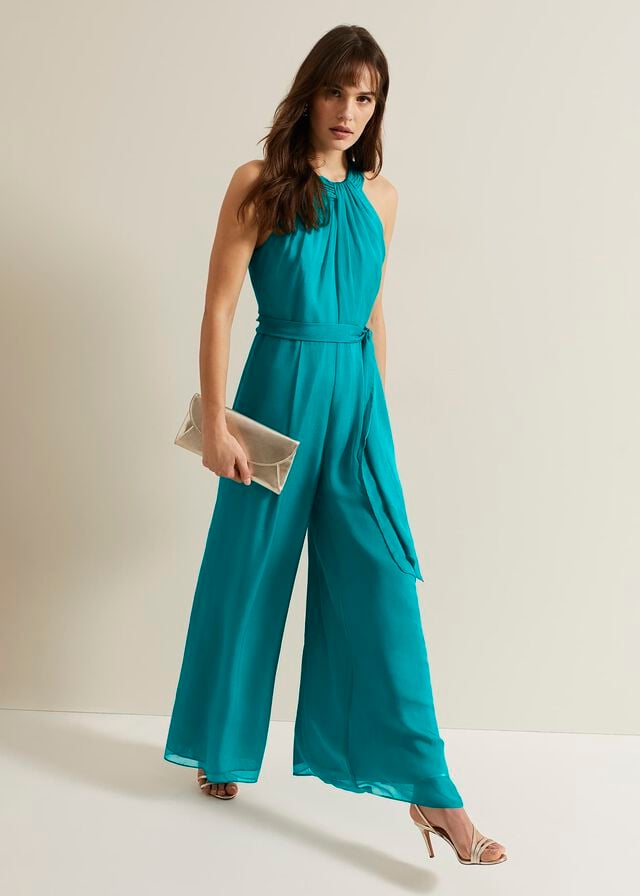 Green Phase Eight Susanna Silk Jumpsuit | 1769QJZVE