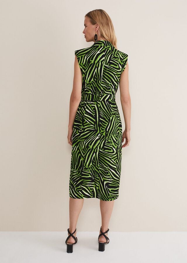 Green Phase Eight Trinny Zebra Print Trench Dress | 4270NLXSE