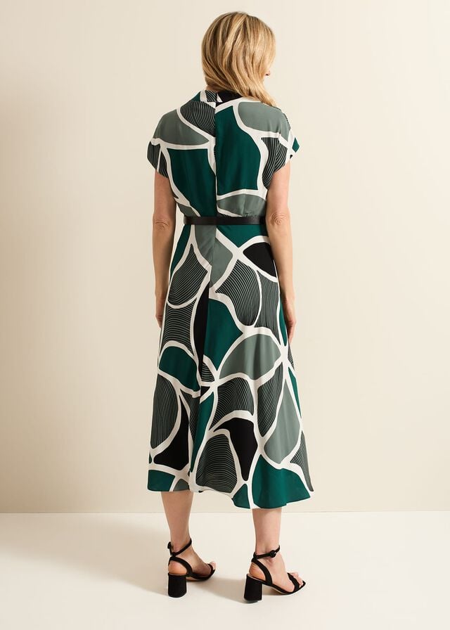 Green Phase Eight Zaynab Swirl Cowl Neck Dress | 2965JUASM