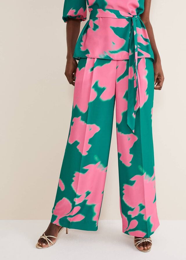 Green / Pink Phase Eight Madison Abstracts Co-Ord Trousers | 0298BIXKL