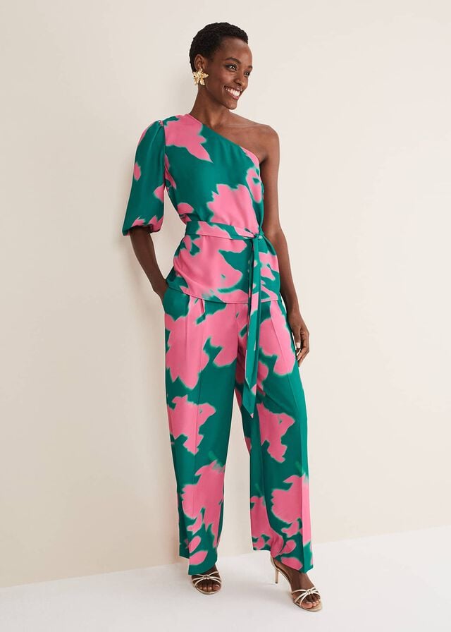 Green / Pink Phase Eight Madison Abstracts Co-Ord Trousers | 0298BIXKL