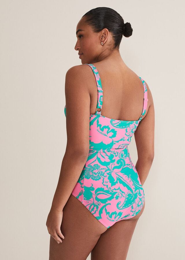 Green / Pink Phase Eight Paisley Printed Swimwear | 1928WCBVY