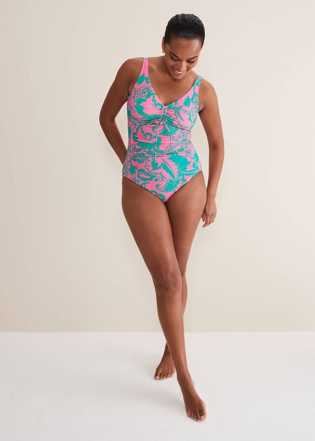 Green / Pink Phase Eight Paisley Printed Swimwear | 1928WCBVY