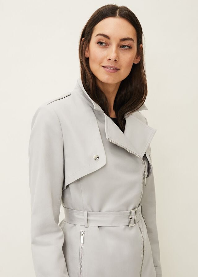 Grey Phase Eight Cara Biker Coats | 0345KYEHZ