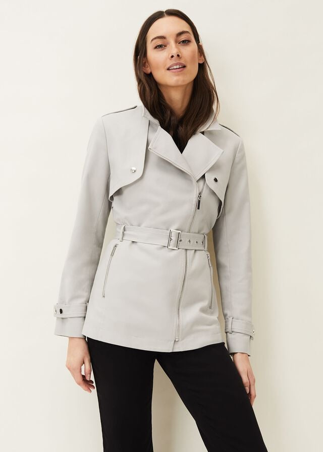 Grey Phase Eight Cara Biker Coats | 0345KYEHZ