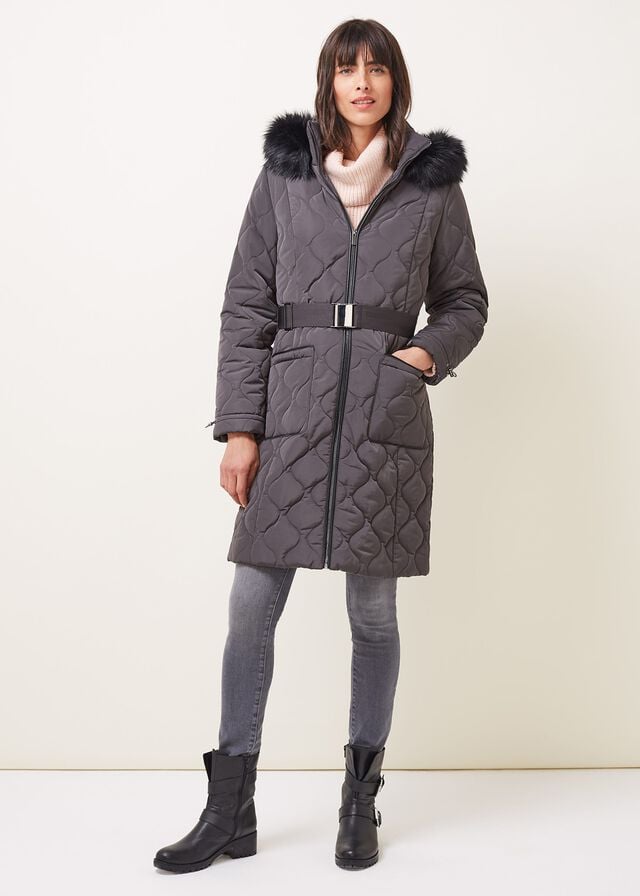 Grey Phase Eight Danny Quilted Puffer Coats | 5091GZBTL