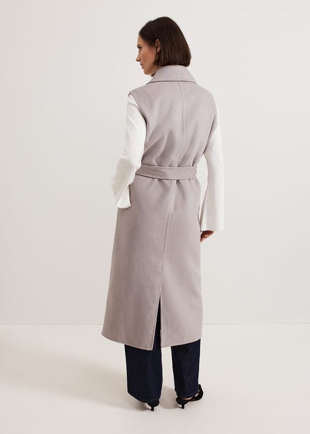 Grey Phase Eight Darcy Double Faced Wool Sleeveless Coats | 5634IZMPN