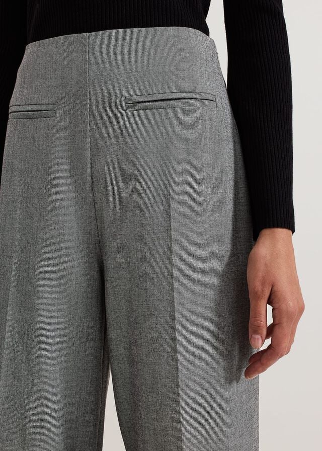 Grey Phase Eight Dilly Pleat Detail Wide Leg Trousers | 8430PAOKY