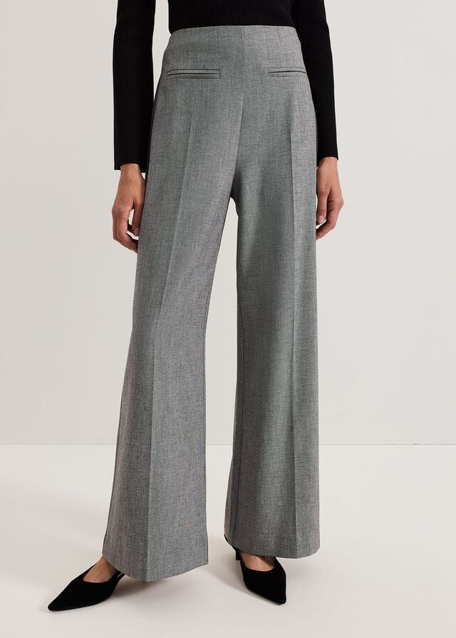 Grey Phase Eight Dilly Pleat Detail Wide Leg Trousers | 8430PAOKY