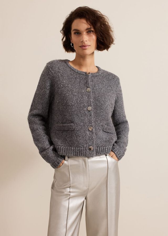 Grey Phase Eight Eden Sequinted Knitwear | 4902QEJIN