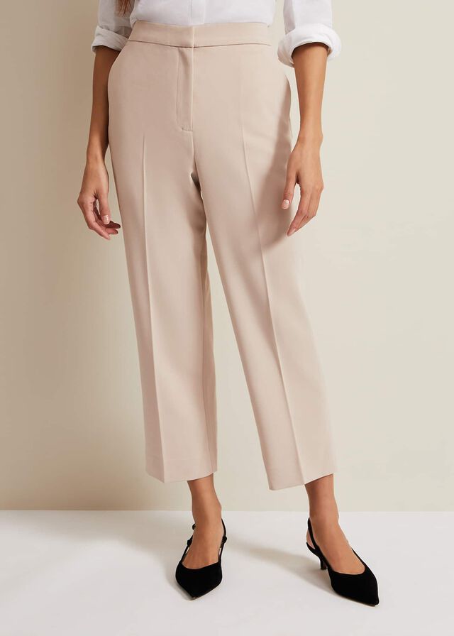 Grey Phase Eight Everlee Crop Straight Leg Smart Trousers | 5760HNPTE