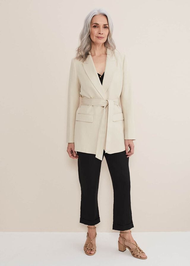 Grey Phase Eight Inessa Linen Belted Jackets | 9284APYDG