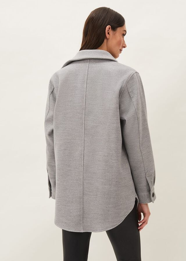 Grey Phase Eight Jessica Button Through Shacket Jackets | 1076ROYDZ