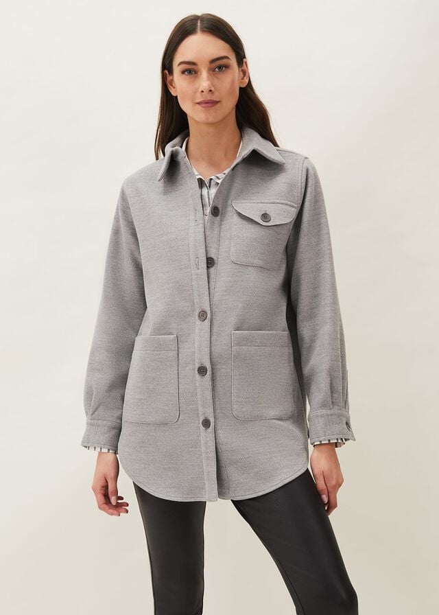 Grey Phase Eight Jessica Button Through Shacket Jackets | 1076ROYDZ