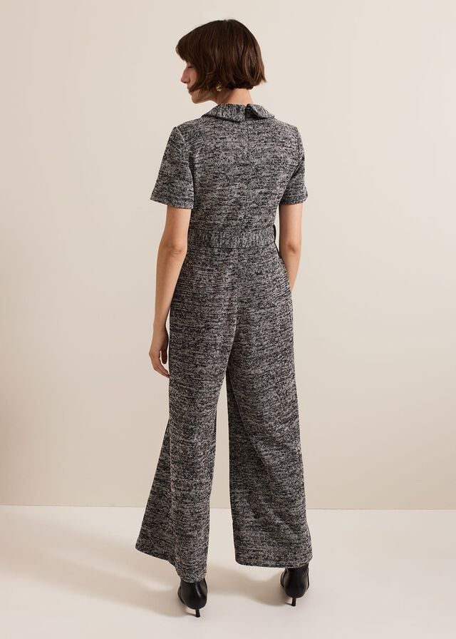 Grey Phase Eight Lavinia Grey Tweed Wide Leg Jumpsuit | 8162GISPF