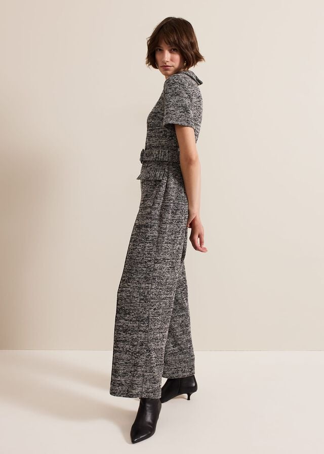 Grey Phase Eight Lavinia Grey Tweed Wide Leg Jumpsuit | 8162GISPF