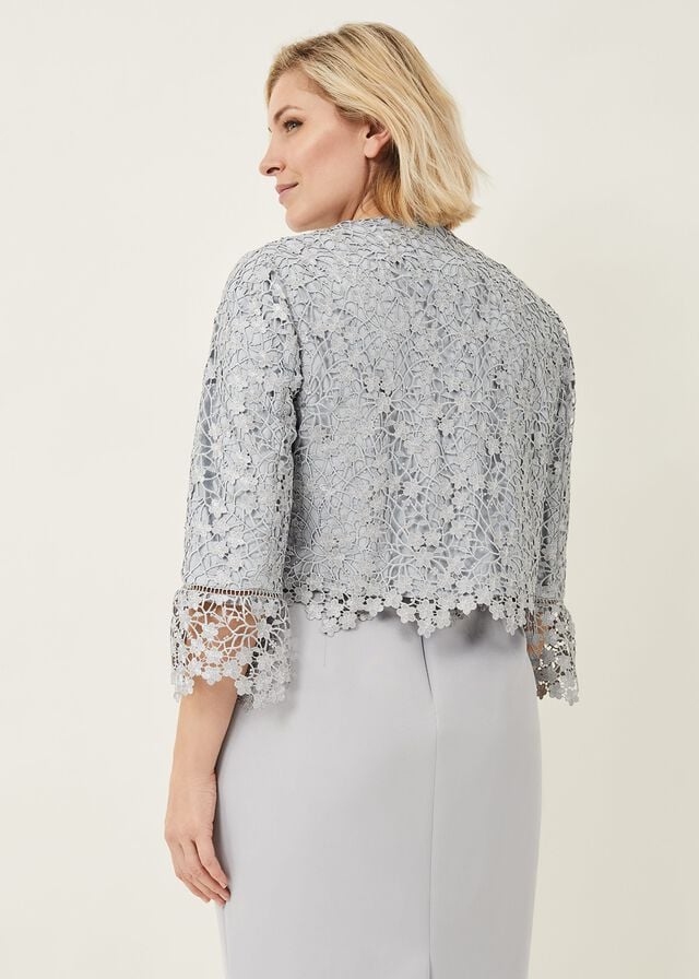 Grey Phase Eight Mariposa Lace Occasion Jackets | 1368KAWUE