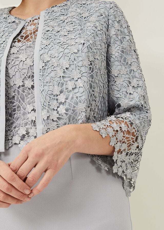 Grey Phase Eight Mariposa Lace Occasion Jackets | 1368KAWUE