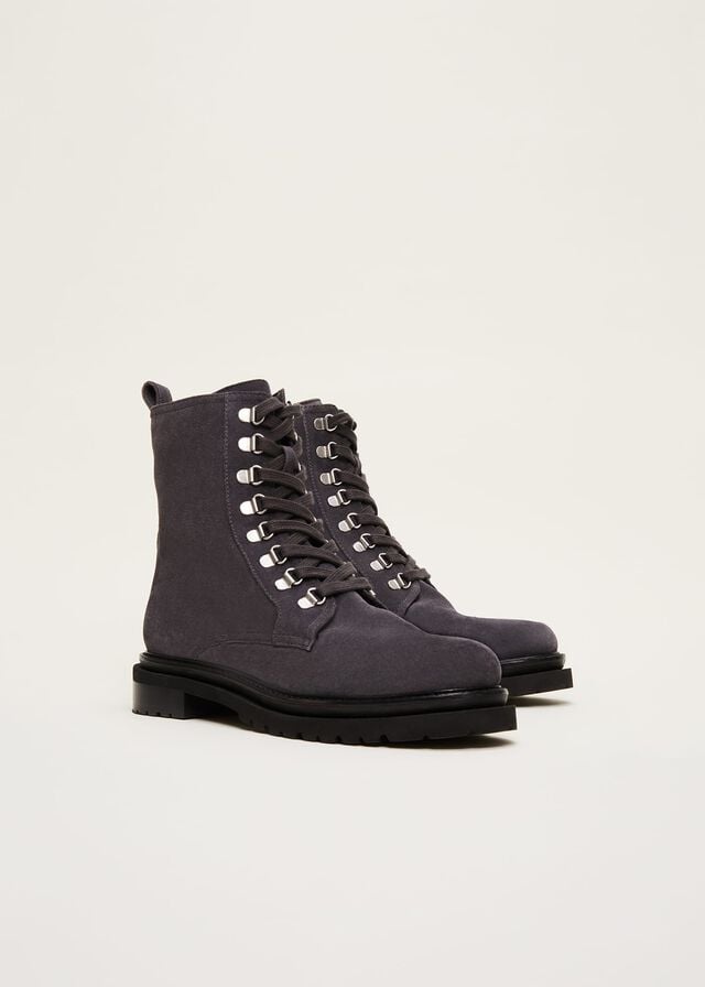 Grey Phase Eight Meladie Suede Lace Up Hiker Boots | 0253DBFUQ