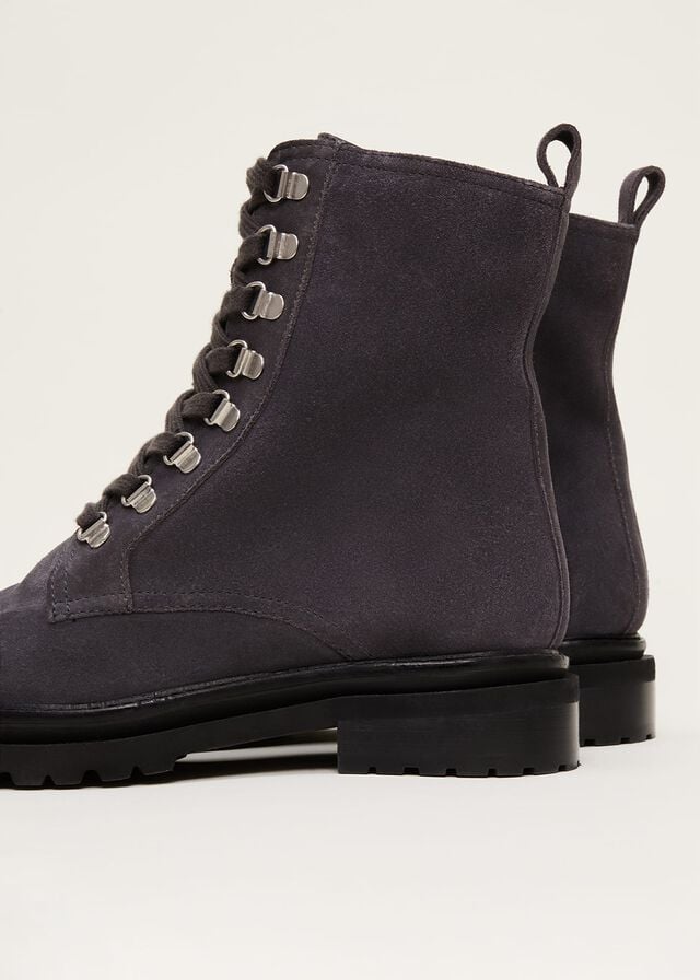 Grey Phase Eight Meladie Suede Lace Up Hiker Boots | 0253DBFUQ