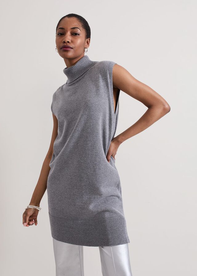 Grey Phase Eight Mila Sleeveless Tabard Dress | 7210BEFOP