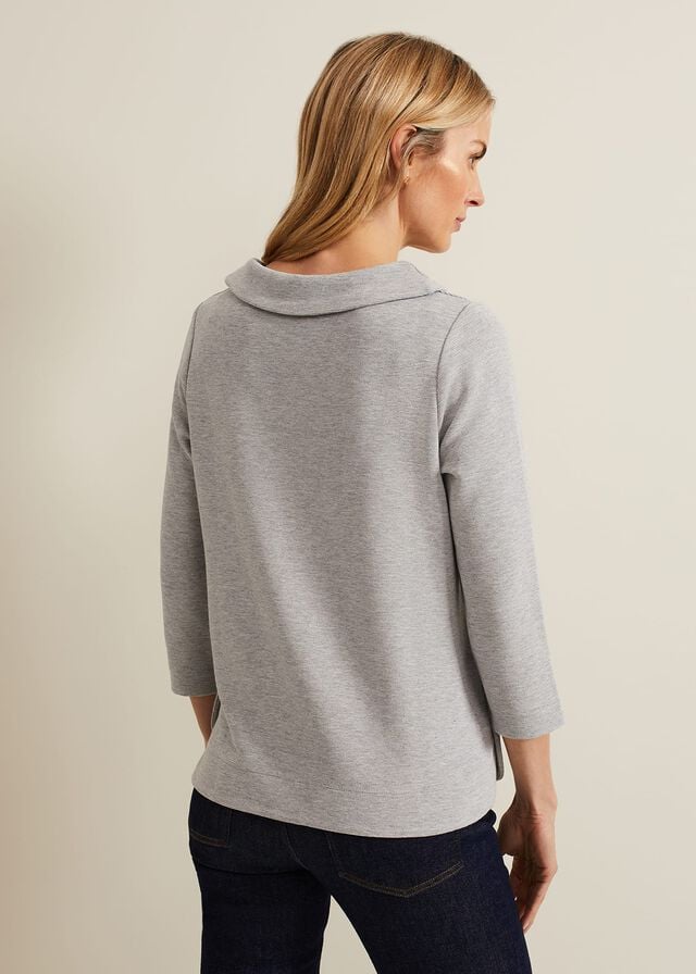 Grey Phase Eight Remy Textured Cowl Neck T Shirts | 0127YXIWM