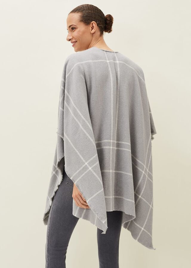 Grey Phase Eight Shauna Check Cape Scarves | 3842VGNAH