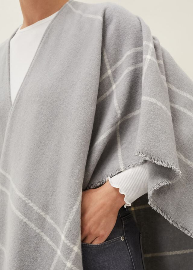 Grey Phase Eight Shauna Check Cape Scarves | 3842VGNAH