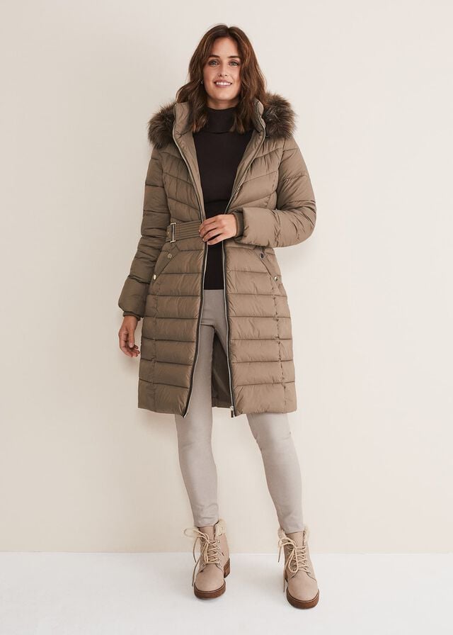 Grey Phase Eight Synthia High Shine Puffer Coats | 9860MEPFJ