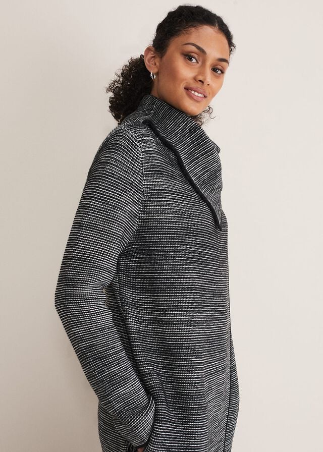 Grey / Black Phase Eight Talia Tweed Coats | 3765MZNBU