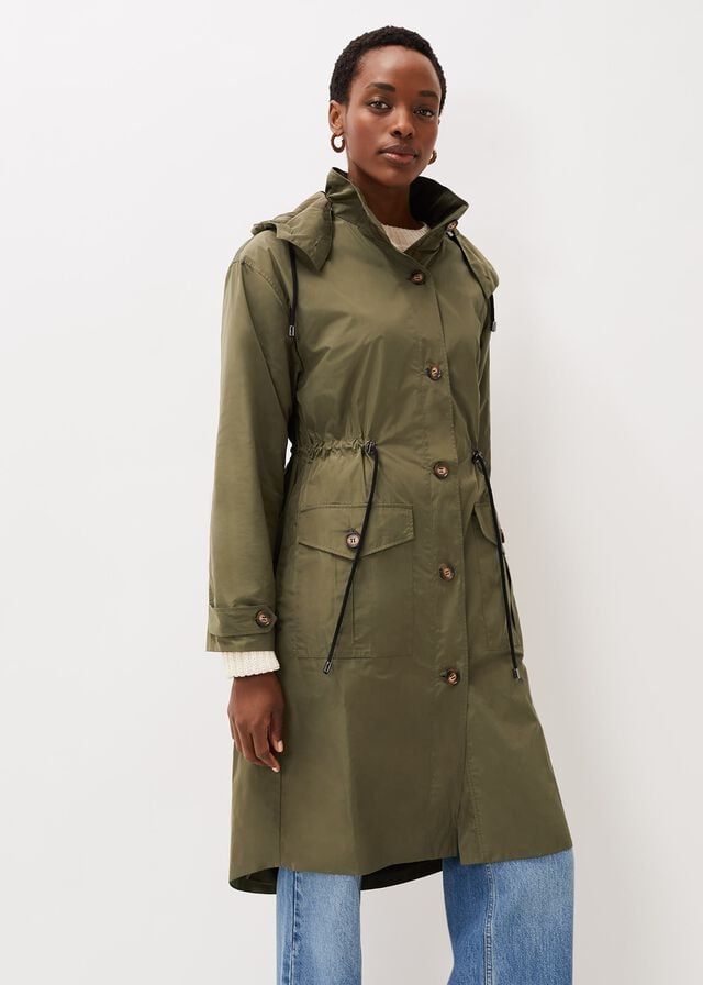 Khaki Phase Eight Chloe Longline Coats | 6810DWISR