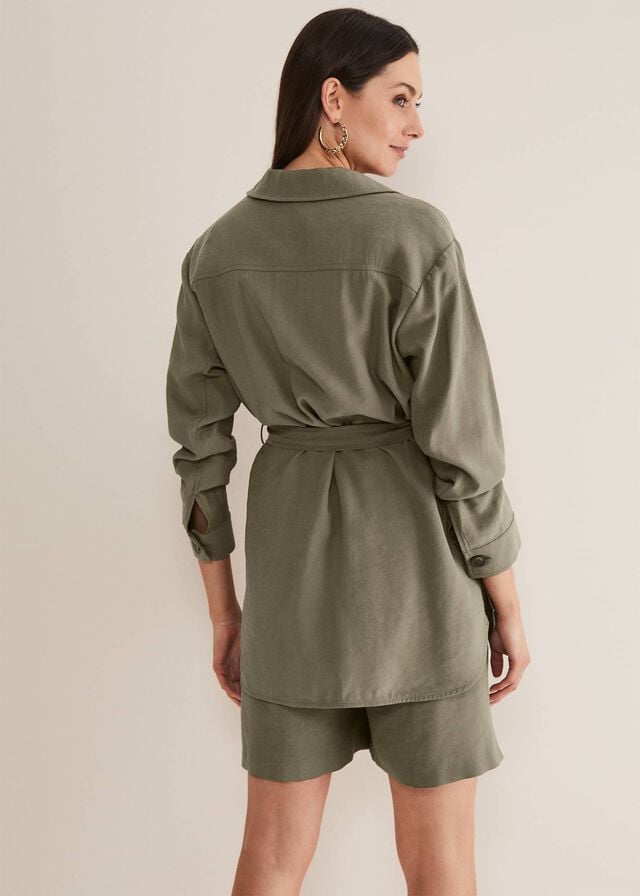 Khaki Phase Eight Leonar Co-Ord Shacket Jackets | 3795DATIL