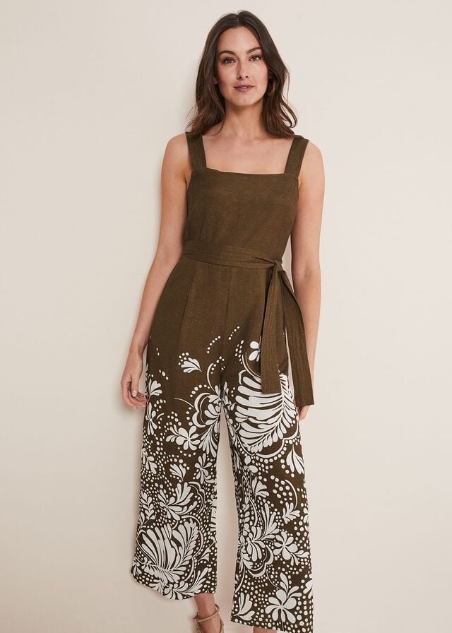 Khaki Phase Eight Rosalia Wide Leg Jumpsuit | 9053ZELOB