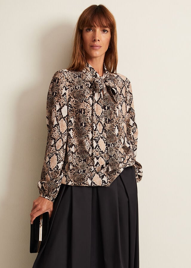 Leopard Phase Eight Semira Snake Tie Shirts | 2046AZVUI