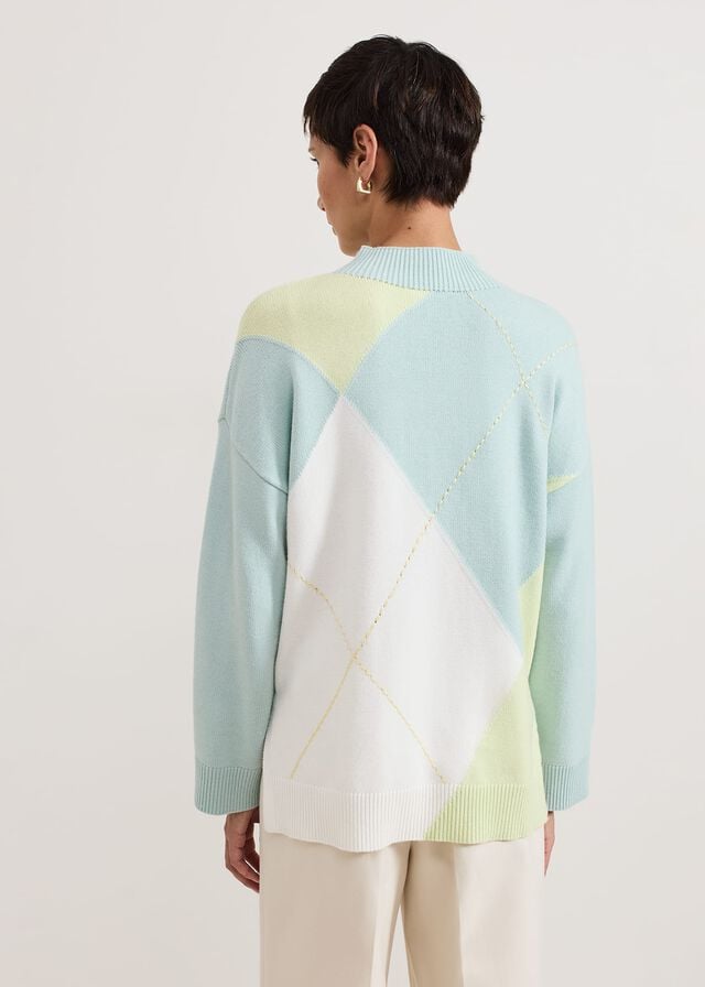 Light Green Phase Eight Darla Argyle Knitwear | 7358JNGTK