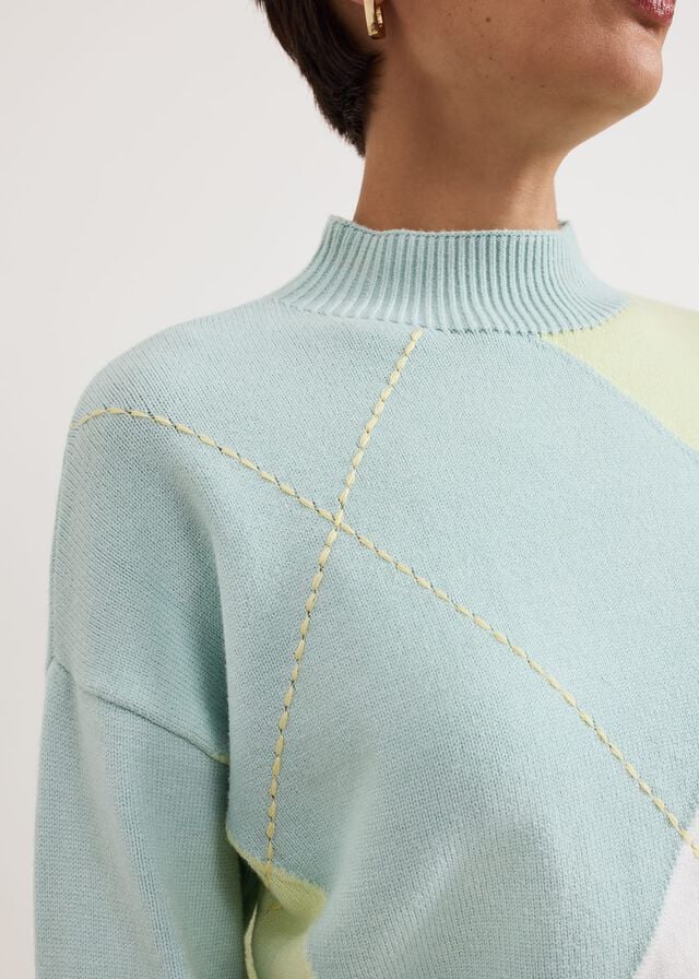 Light Green Phase Eight Darla Argyle Knitwear | 7358JNGTK