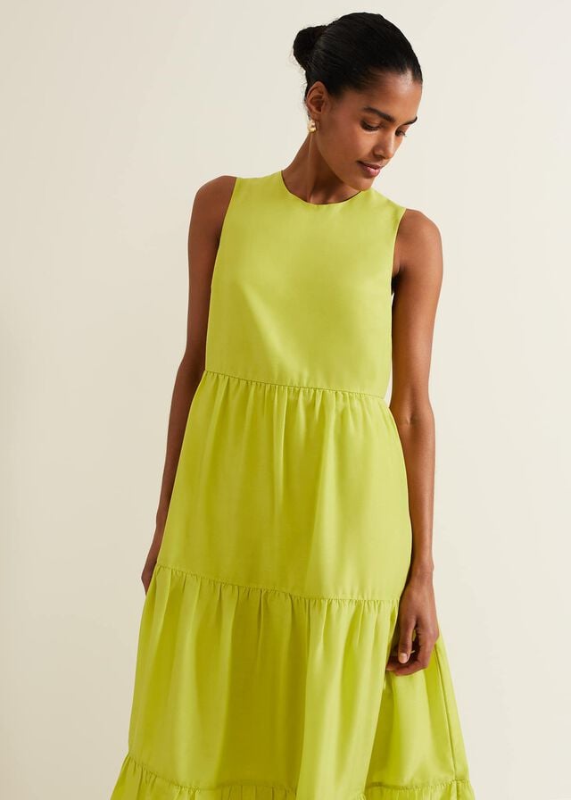 Light Green Phase Eight Sara Tiered Dress | 0832SYWNX