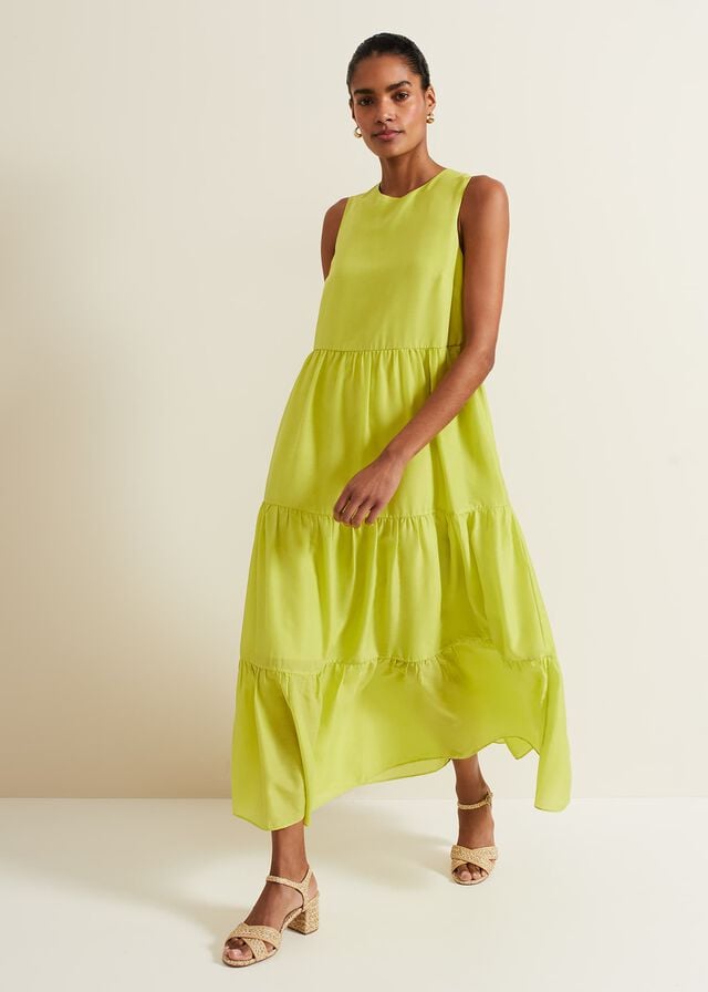 Light Green Phase Eight Sara Tiered Dress | 0832SYWNX