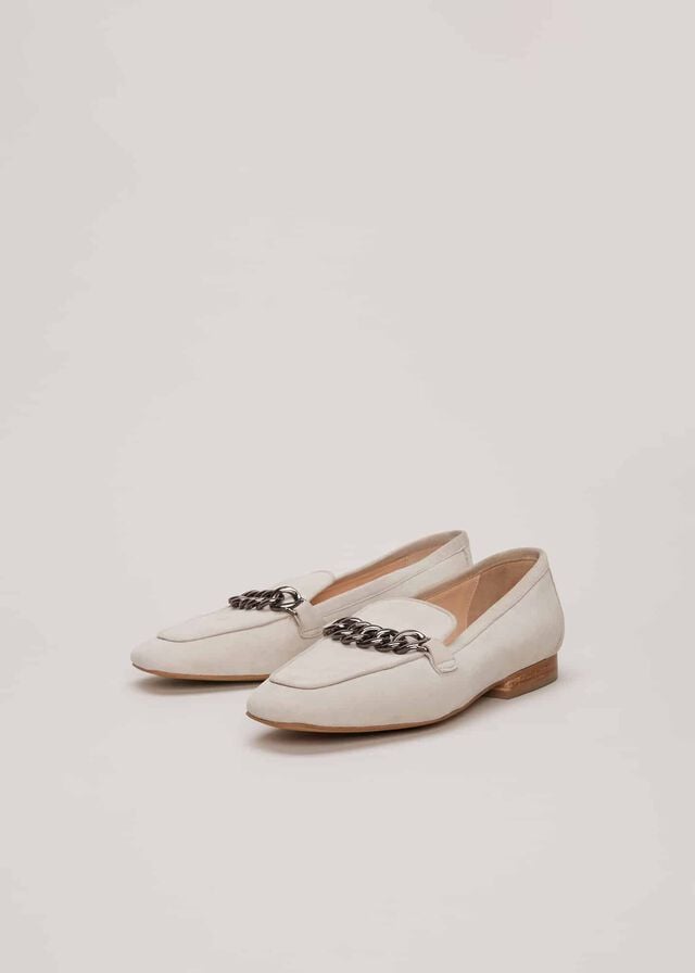 Light Grey Phase Eight Grey Chain Detail Flats | 2048VJEZY