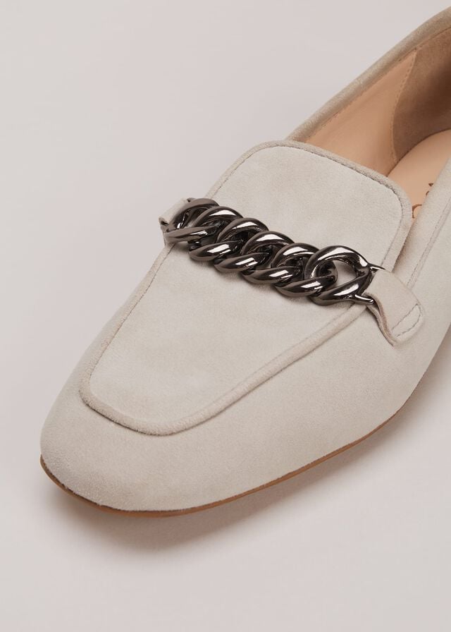 Light Grey Phase Eight Grey Chain Detail Flats | 2048VJEZY