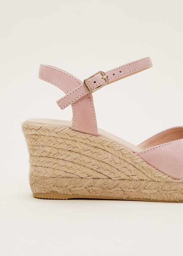 Light Pink Phase Eight Suede Espadrilles Heels | 7496SLZQK