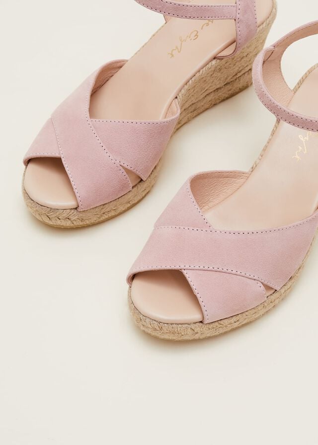 Light Pink Phase Eight Suede Espadrilles Heels | 7496SLZQK