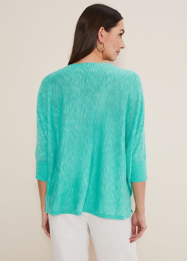 Light Turquoise Phase Eight Larisa V Neck Knitwear | 5904TOMPY