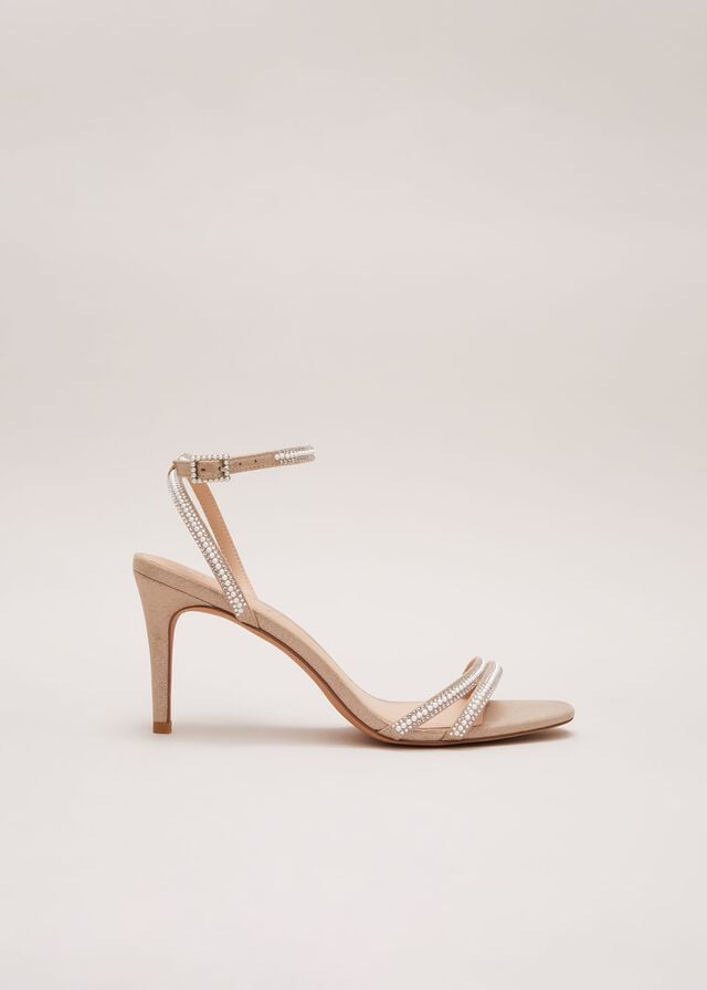 Metal Phase Eight Pearl Embellished Barely There Heels | 8592RVUHA