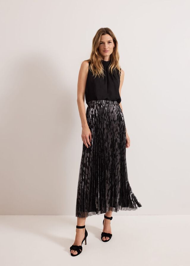 Metal Phase Eight Zoe Metallic Pleated Skirts | 5387HYXRO