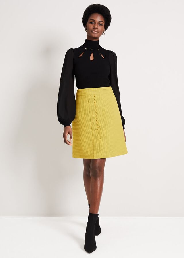 Mustard Phase Eight Skye Textured Skirts | 6174QXUEA