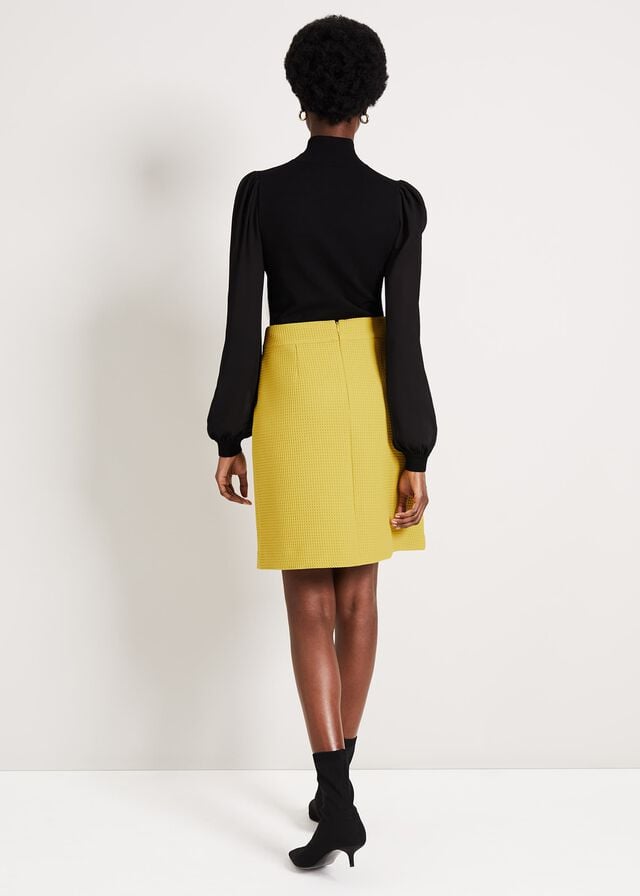 Mustard Phase Eight Skye Textured Skirts | 6174QXUEA