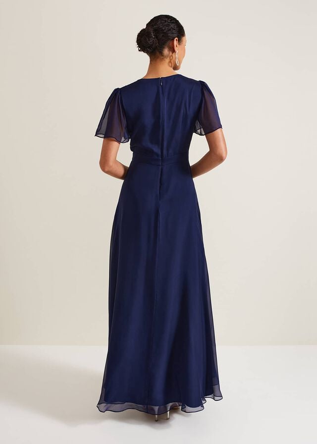 Navy Phase Eight Arwen Silk Dress | 4932CRFVZ