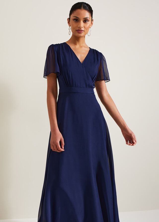 Navy Phase Eight Arwen Silk Dress | 4932CRFVZ